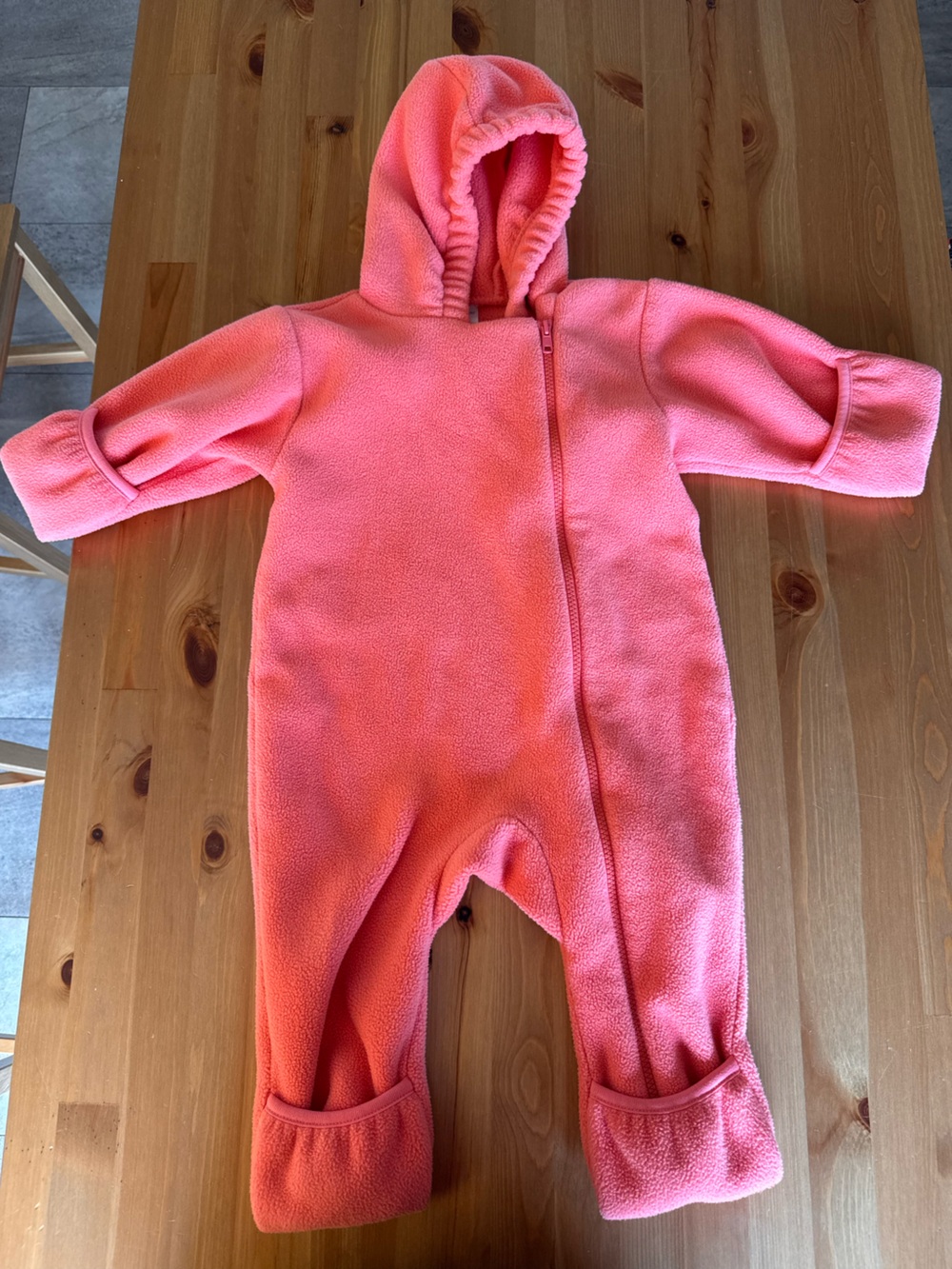 Lands' End Coral Fleece Hooded Baby Coverall